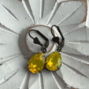 Yellow crystal earrings